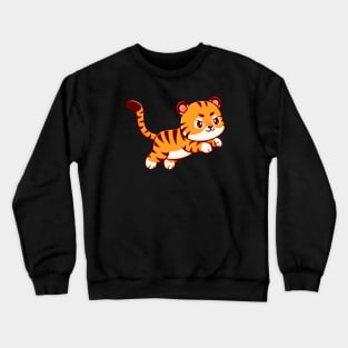 Cute Tiger Jumping Cartoon Crewneck Sweatshirt